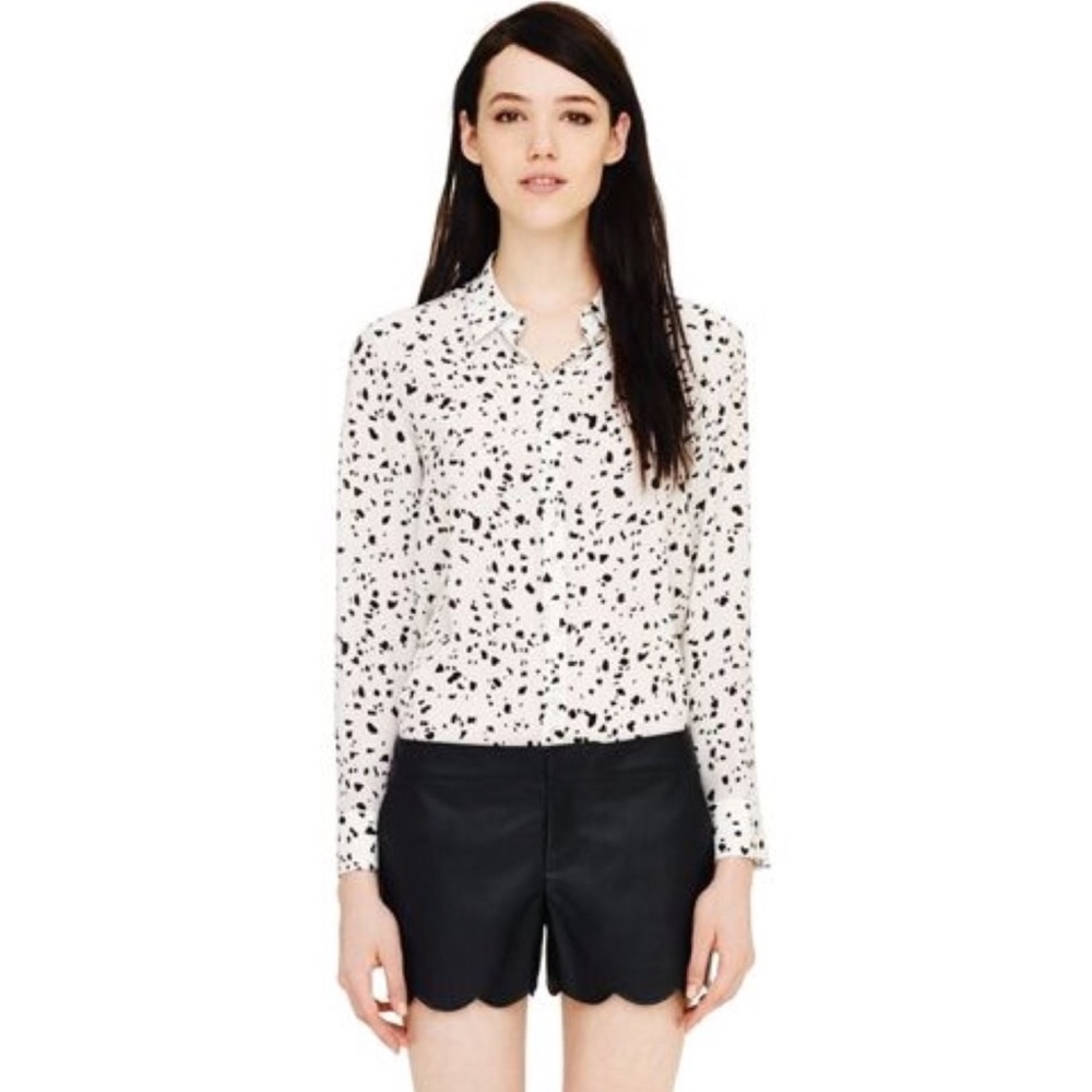 EUC CLUB MONACO DALMATIAN PRINT 100% SILK SHIRT